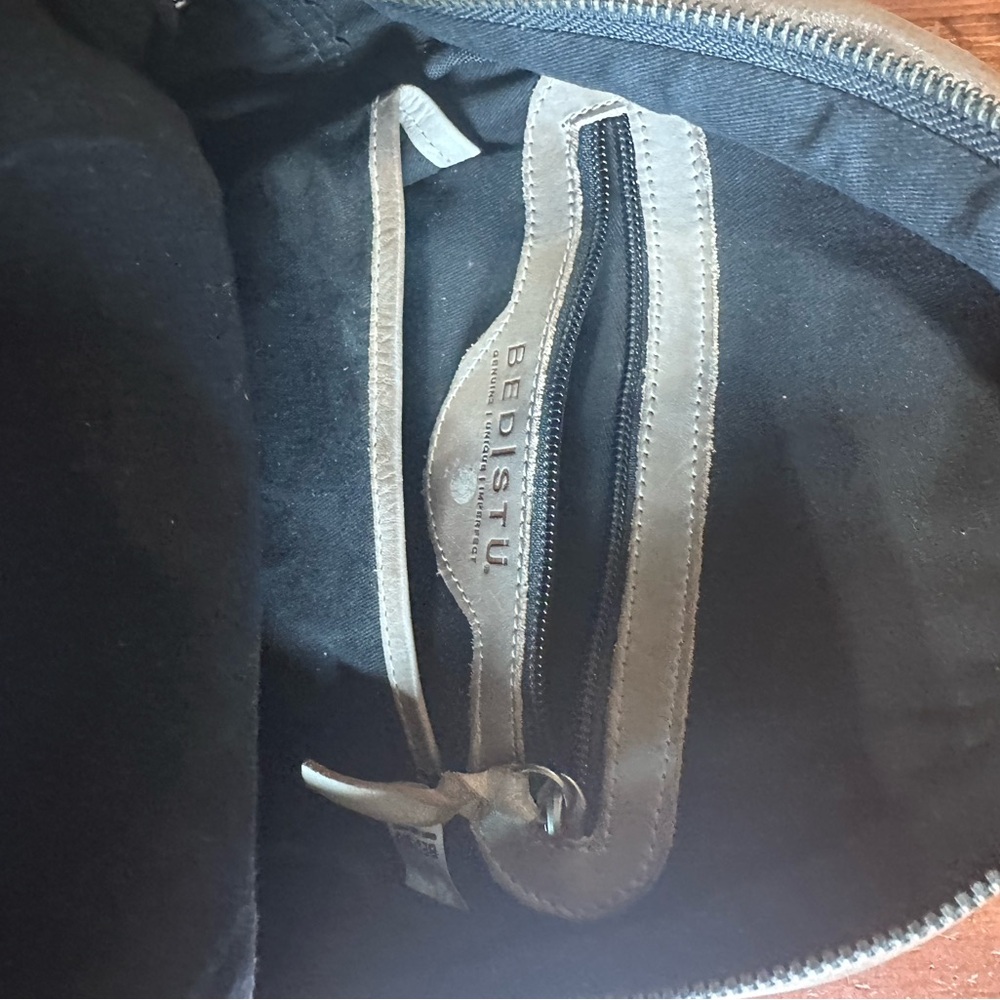 BED|STU Taupe Leather Sling Belt Bag with Black Strap - Picture 3 of 4